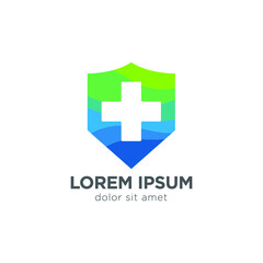 Cross Sign Medical Logo Health Symbol Pharmacy Icon. Flat Vector Logo Design Template Element 