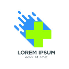 Obraz premium health cross pharmacy symbol line vector icon logo design