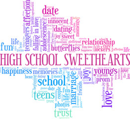 High school sweethearts vector illustration word cloud isolated on a white background.
