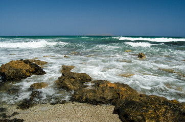 waves crashing on rocks, Crete