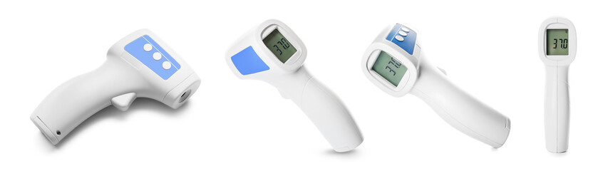 Infrared thermometer on white background
