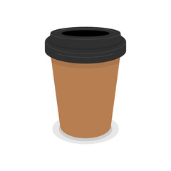 Paper coffee cup with sleeve no logo and without sleeve. Vector illustration.