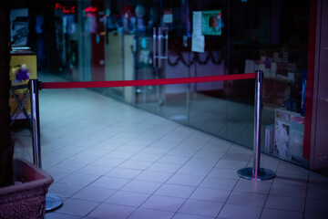 No entry red tape across aisle in shopping centre
