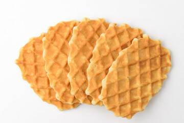 Waffle snacks on white background