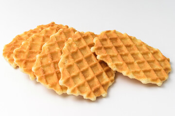 Waffle snacks on white background