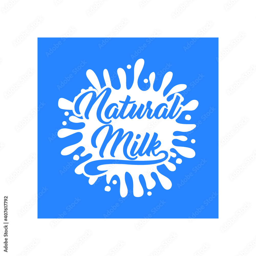 Poster Cow milk splashes with letters