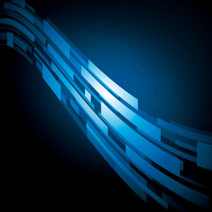 abstract blue curve rectangle line pattern technology futuristic background