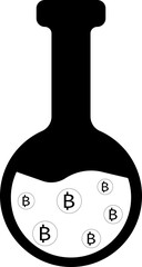 Bitcoin market research. The icon of the Bitcoin payment system.