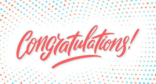 Congratulations. Vector Hand Drawn Lettering Card.