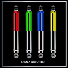 Shock Absorber. Vector illustration isolated on blck background