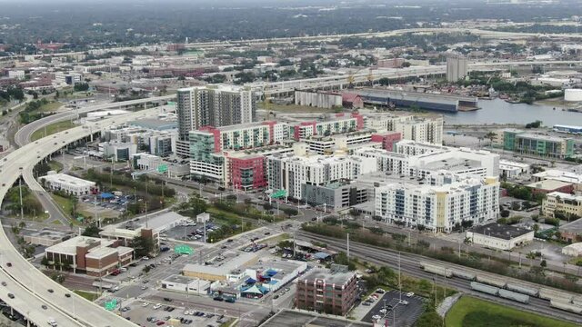 Tampa, Florida,  USA - July 1, 2020 : Ybor City in Tampa is one of three historic Landmark Districts in the state of Florida. Shot during the 2020 COVID Pandemic.