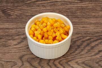 Sweet corn seeds in the bowl