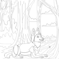 dog Coloring Book or Coloring Page Black And White Cartoon   Purebred Dogs or Puppies