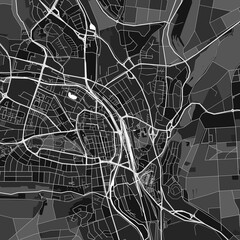 Villingen-Schwenningen, Germany dark vector art map