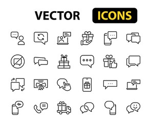 Simple set of message line vector line icons. contains icons such as conversation, SMS, notifications, group chat, and more. Editable stroke. 48x48 pixels perfect, white background