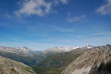 Horizontal shot of rocky mountains under a beautiful sky