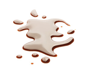 Spilled liquid chocolate on white background