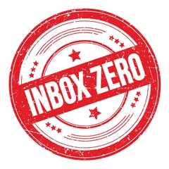 INBOX ZERO text on red round grungy stamp.