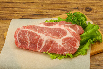 Raw pork meat neck steack