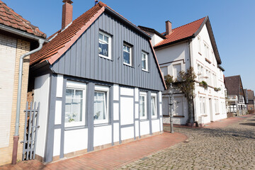 Fassade von einem alten Gebäude in Minden, NRW, Detuschland