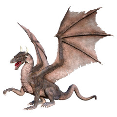 3D Rendering Fairy Tale Dragon on White