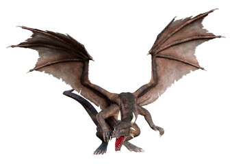 3D Rendering Fairy Tale Dragon on White