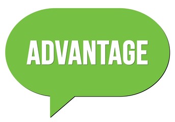 ADVANTAGE text written in a green speech bubble