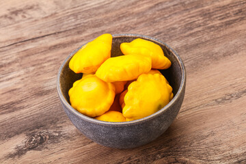 Marinated patissons in the bowl