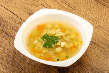 Tasty chicken soup with carrot