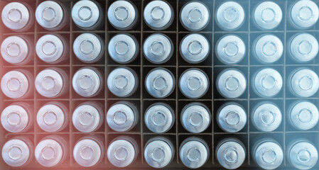 Medicine background - ampules of medicine top view