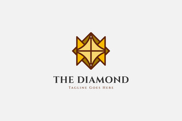 Abstract Diamond logo with cartoon style in colorful vintage concept