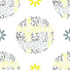 Obraz premium Seamless pattern with floral abstract circular. Printing on fabric, baby bedding, pillows, textiles, wrapping paper. Vector illustration.
