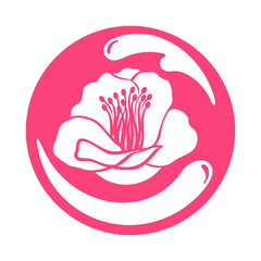 Tsubaki oil icon. Camelia Japonica extract