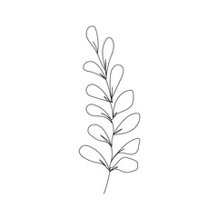 Leaf One Line Drawing. Continuous Line of Simple Flower Illustration. Abstract Contemporary Botanical Design Template for Minimalist Covers, t-Shirt Print, Postcard, Banner etc. Vector EPS 10.