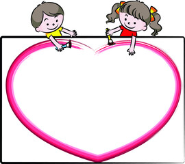 vector cartoon heart shape border card