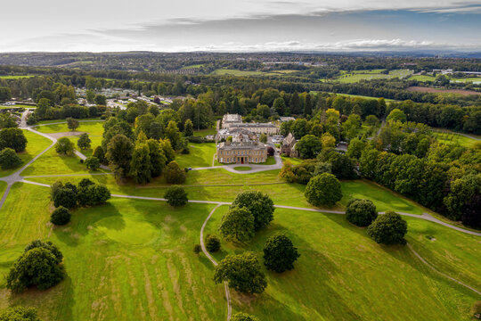 Rudding Park near harrogate in North Yorkshire. Aerial view of Rudding park and the golf course