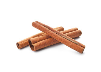 Cinnamon sticks on white background