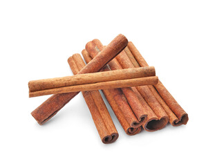 Cinnamon sticks on white background