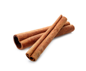Cinnamon sticks on white background