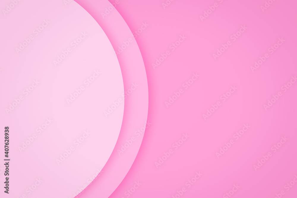 Poster valentines day background with paper layer circle pink abstract background. curves and lines use for