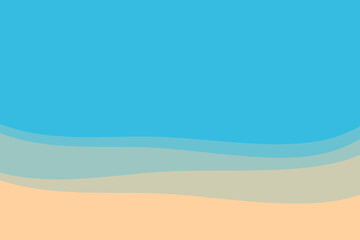 Fototapeta na wymiar Blue beach and sea with paper cut style summer background.