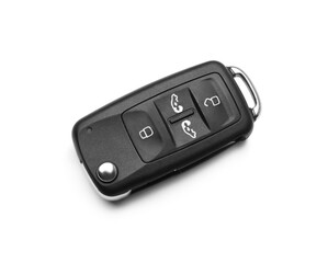 Modern car flip key isolated on white, top view