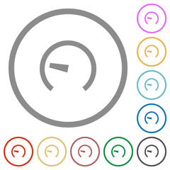 Speedometer flat icons with outlines