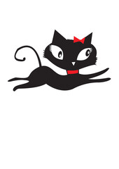 cartoon cat with red bow and collar