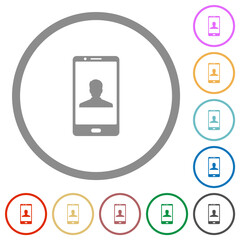 Video call flat icons with outlines