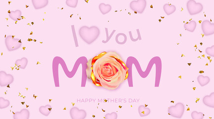Happy Mother's day greeting card. Poster or banner for Mother's day holiday.