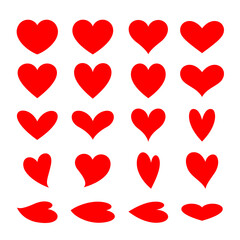 Set of red heart icon design. Symbol of love. Vector illustration.