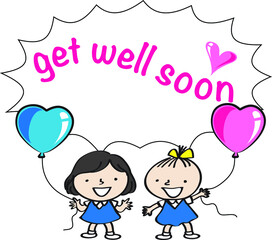 vector cartoon get well soon card