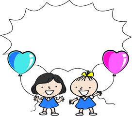 vector cartoon kids with border card background