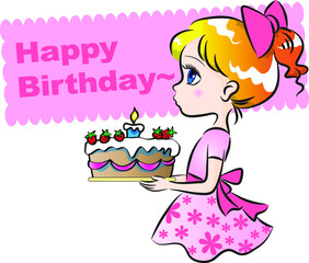 vector cartoon happy birthday  card